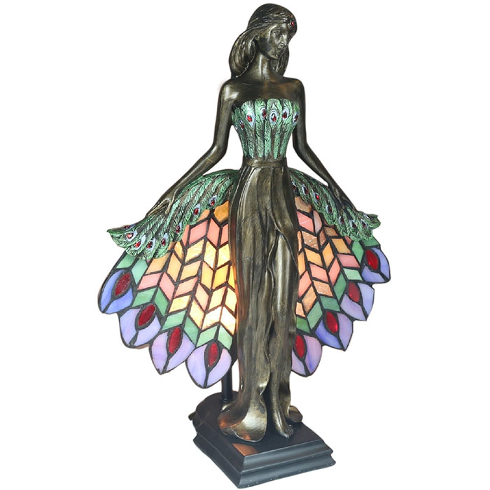 Polystone Peacock Lady Lamp